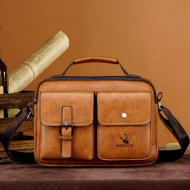 Waterproof Vintage Leather Briefcase Shoulder Bag