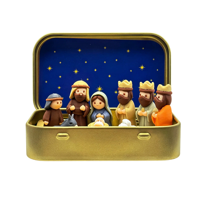 Mini Christmas Nativity Set in Tin Box