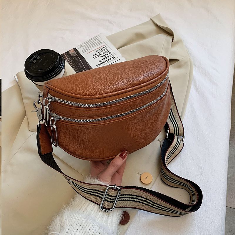 Multi-Pocket Solid Crossbody Bag