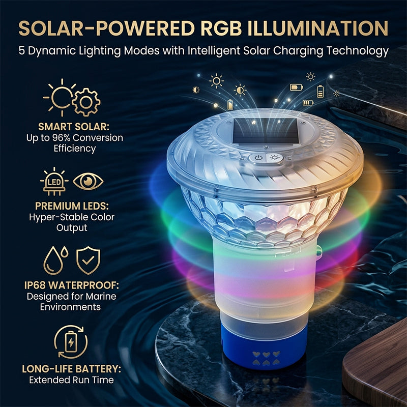 ✨Solar Pool Chlorine Floater with Colorful Lights✨