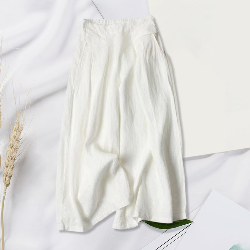 High Waist Cotton and Linen Wide Leg Pants