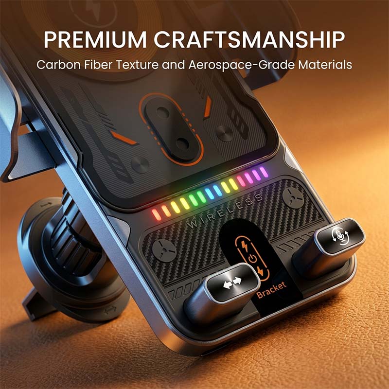 2-In-1 Auto-Rotating Car Phone Holder & Wireless Charger