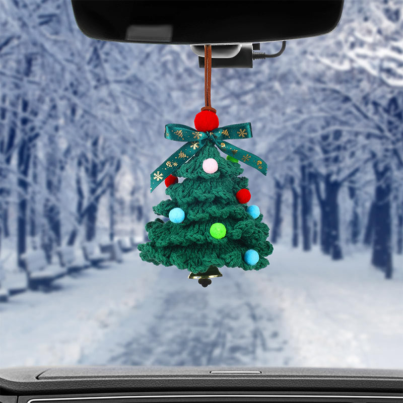 Car Christmas Decorations Hanging Crochet Mini Christmas Tree Pendant