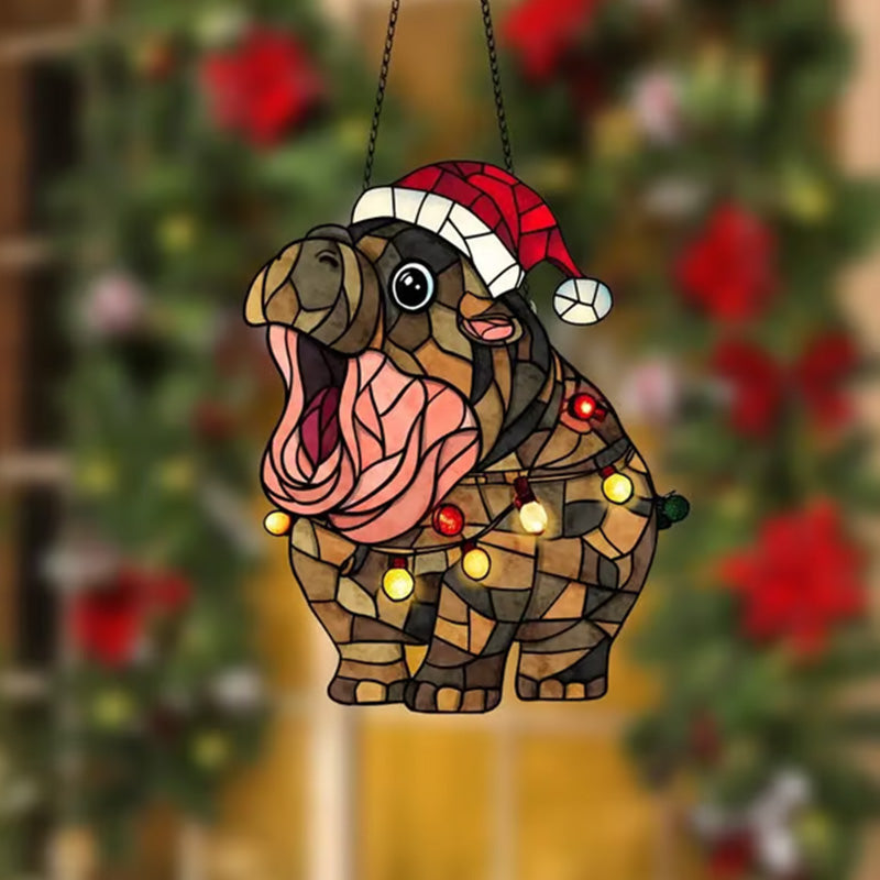 Stained glass hippopotamus ornament