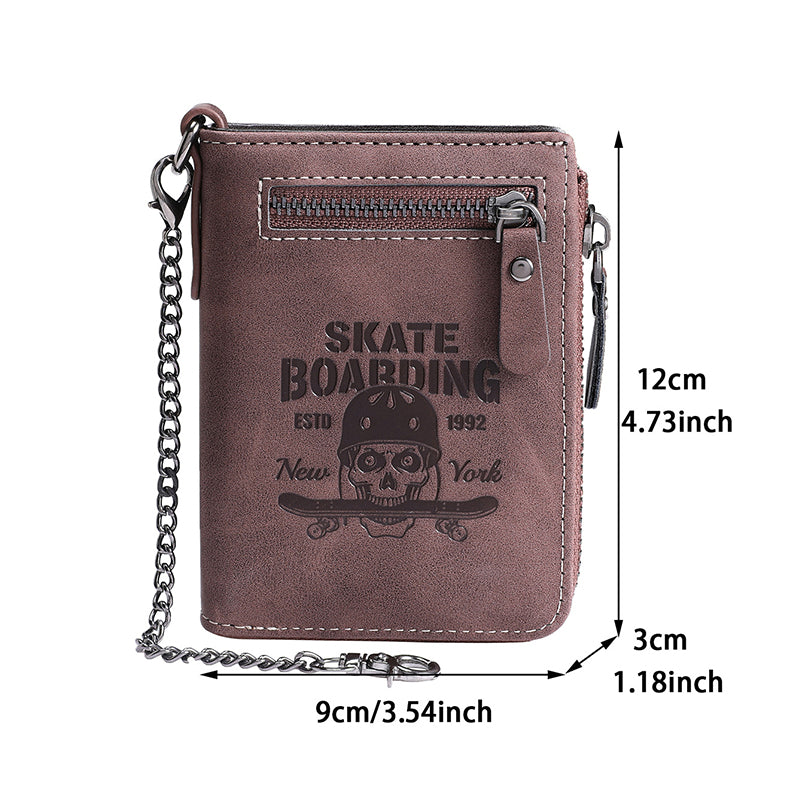Embossed Skull Zipper Wallet