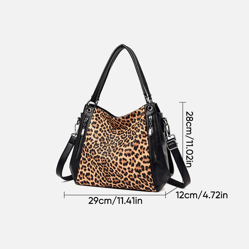 Leopard/Zebra Print Large Tote Handbag