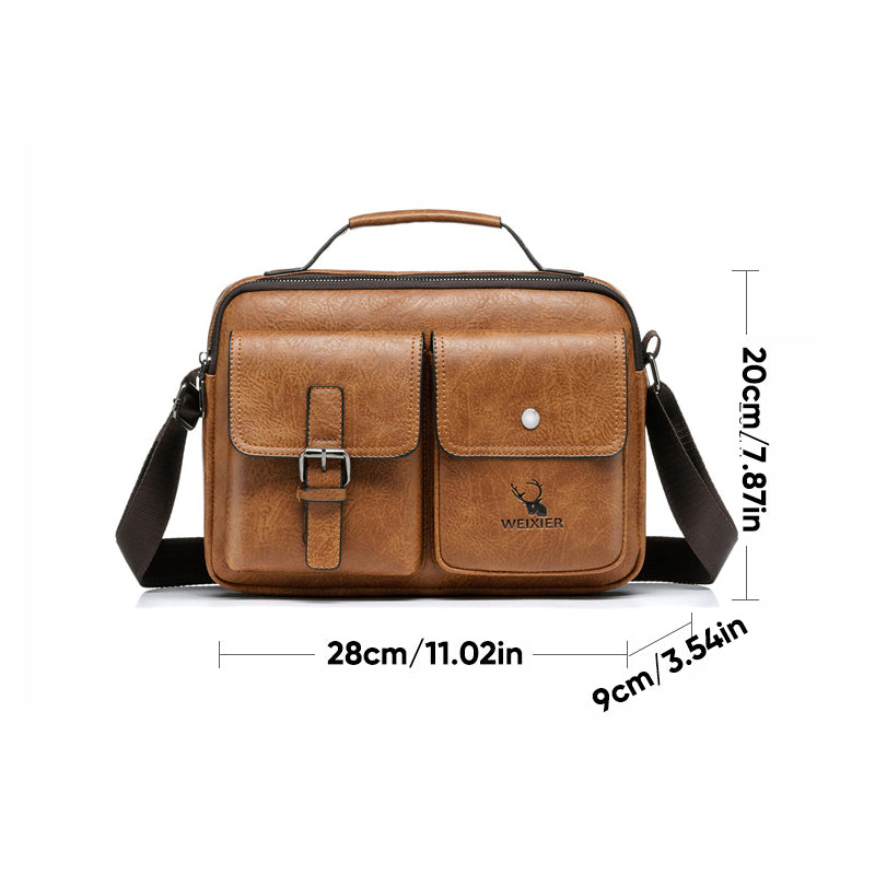 Waterproof Vintage Leather Briefcase Shoulder Bag