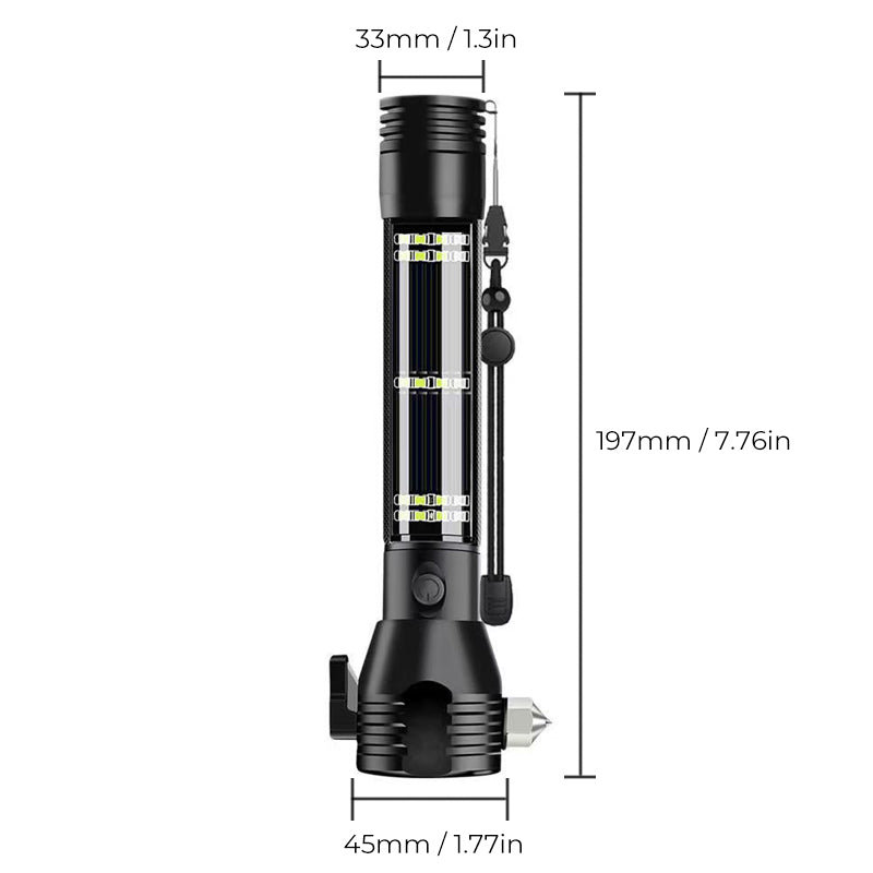 Solar Power Multi-Function Tactical Flashligh