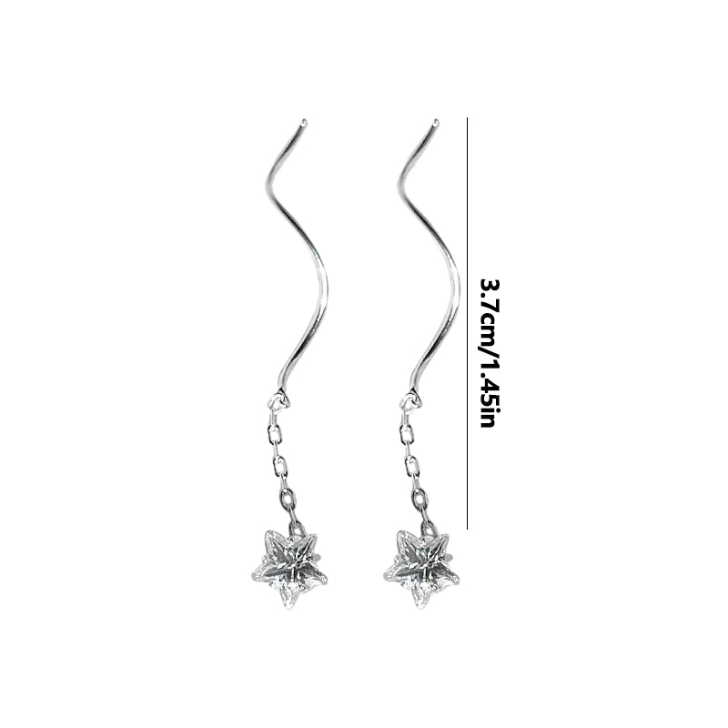 Crystal Star Wave Threader Earrings