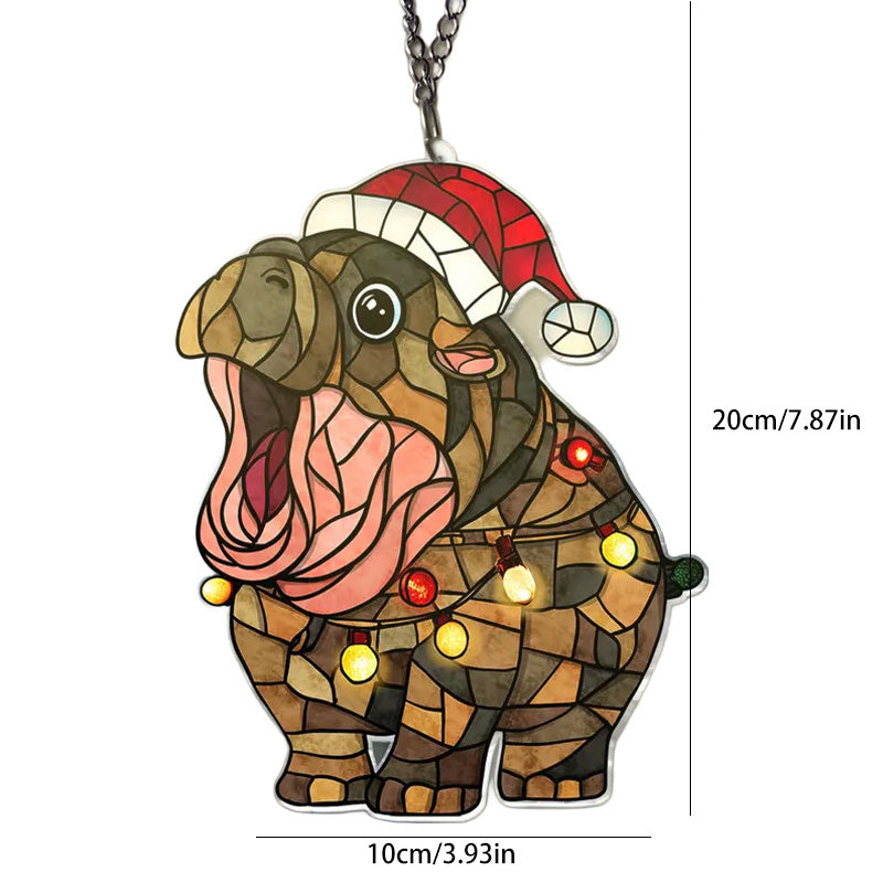 Stained glass hippopotamus ornament