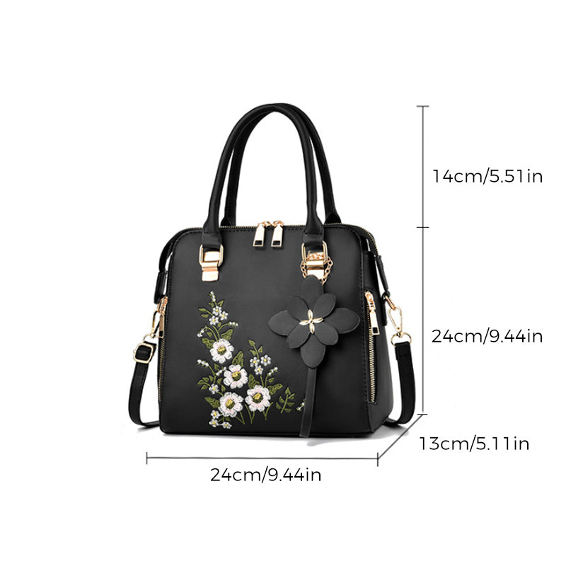 Flowers Embroidered Handbag