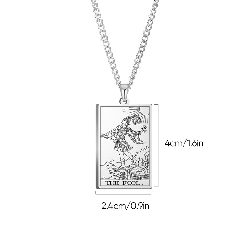 Engraved Tarot Card Chain Dual Chain Necklace