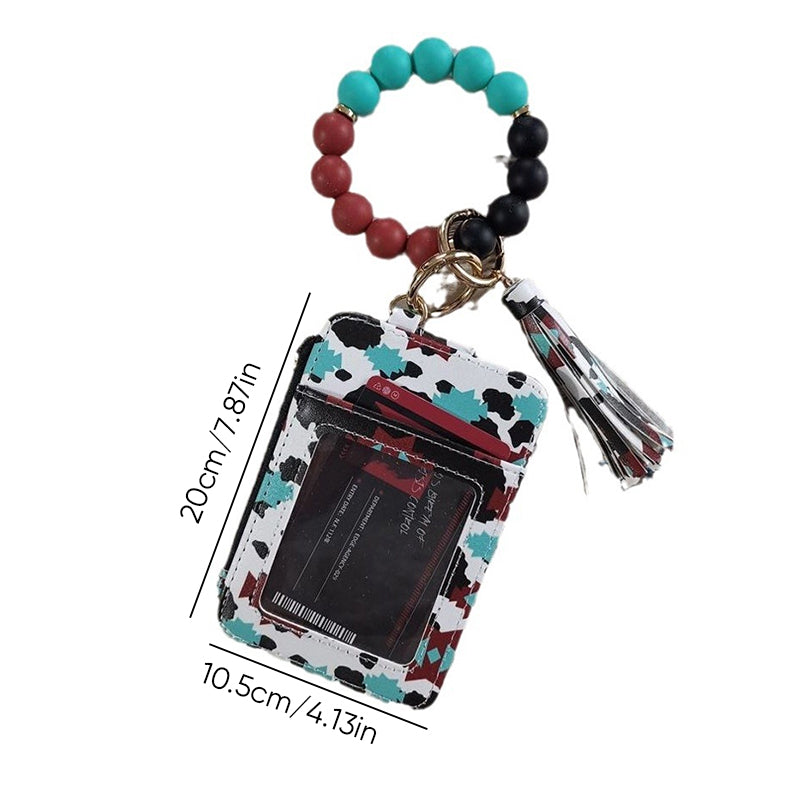 Stylish card holder with silicone bead bracelet
