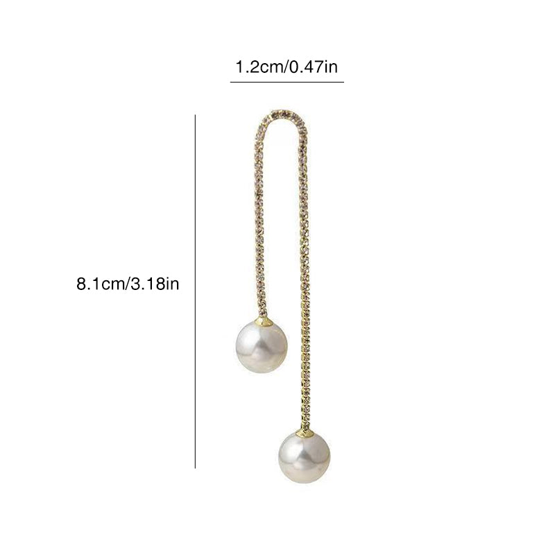 Diamond Tassel Pearl Earrings