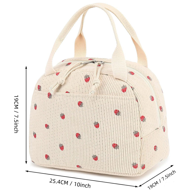 Corduroy Printed Tote Lunch Bag