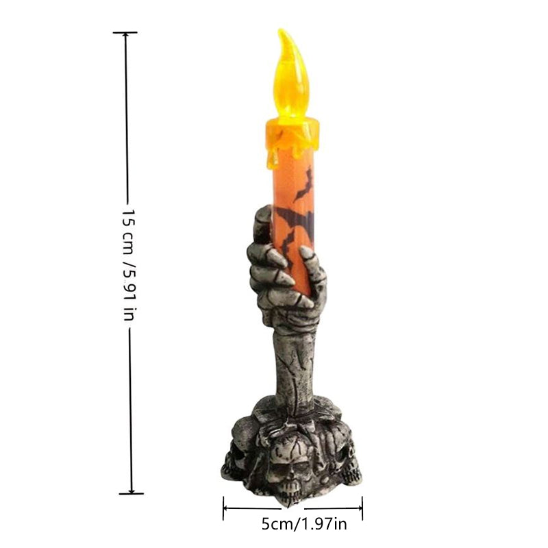 Halloween Skeleton ghost holding candle light