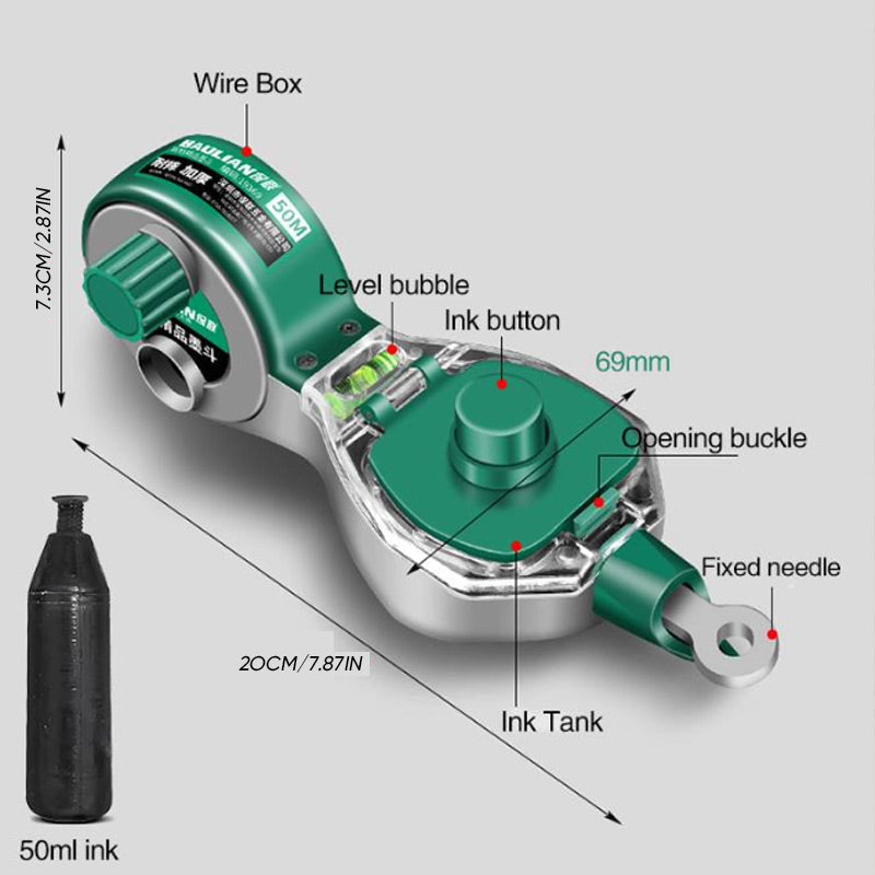 Durable Manual Chalk Line Reel with Leveler