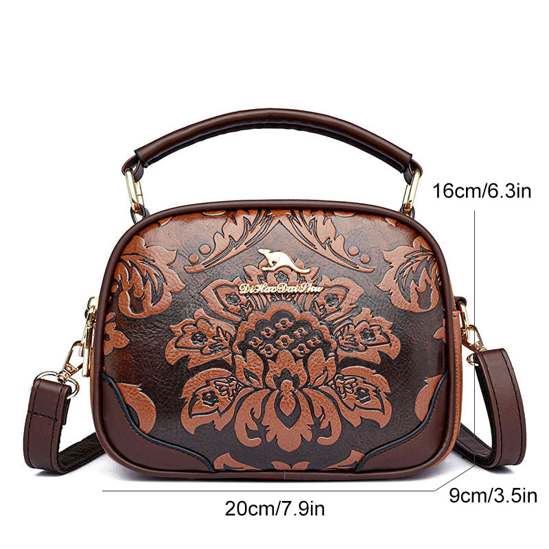 Floral Embossing Handbag For Women