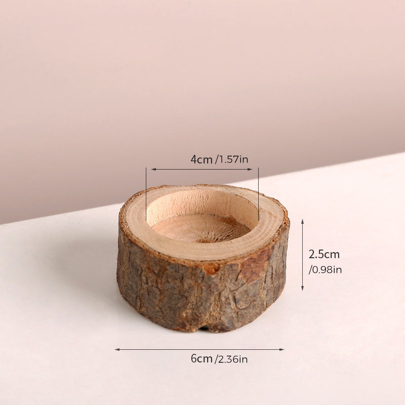 Log Color Stump Candle Holder