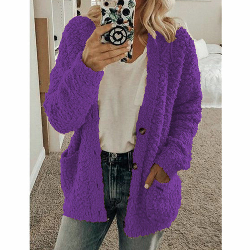 Autumn and Winter Plus Size Cardigan Casual Velvet Short Jacket