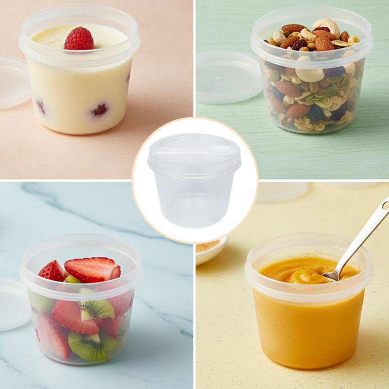 Clear Dessert Cups with Lids & Spoons