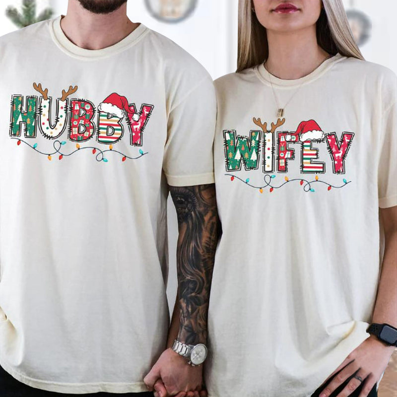 Christmas Letter 3D Print Round Neck Short Sleeve