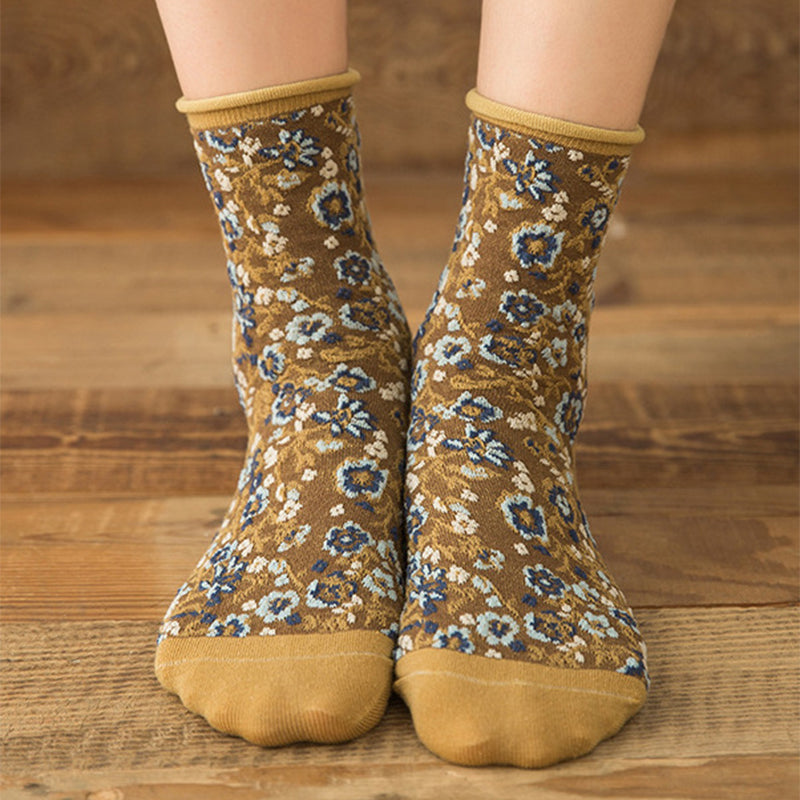 Vintage Embroidered Floral Women Socks