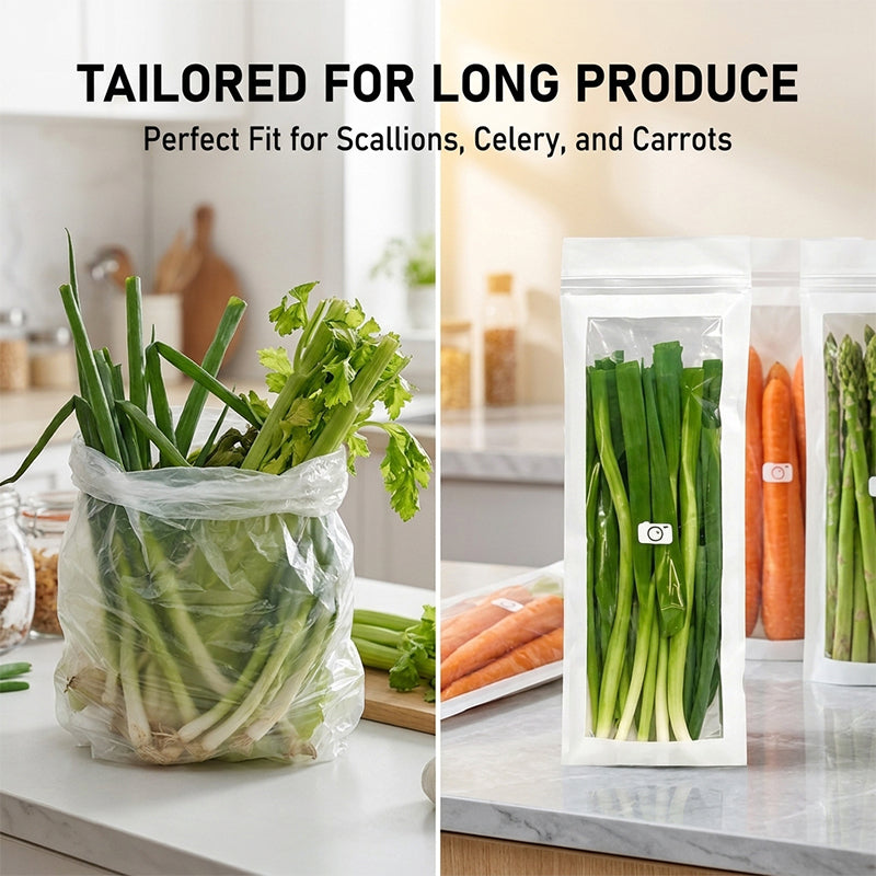 Long food storage bags