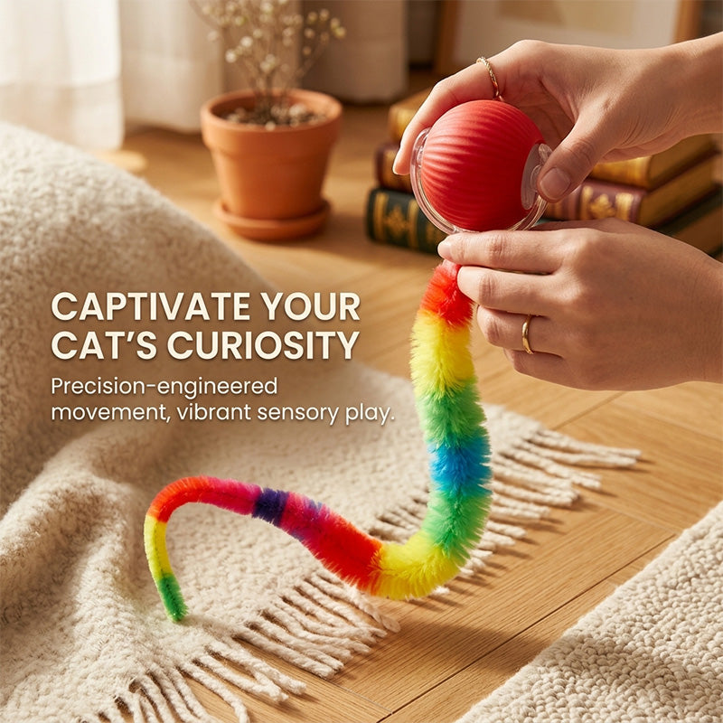 Colorful Caterpillar Cat Teaser Ball