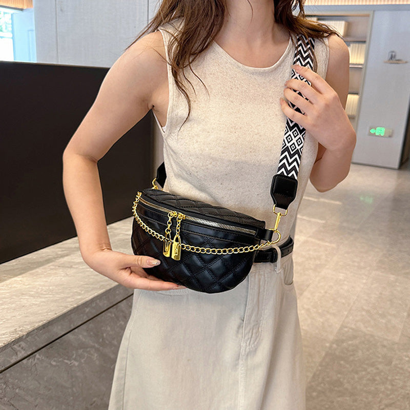 Versatile diamond plaid chest bag