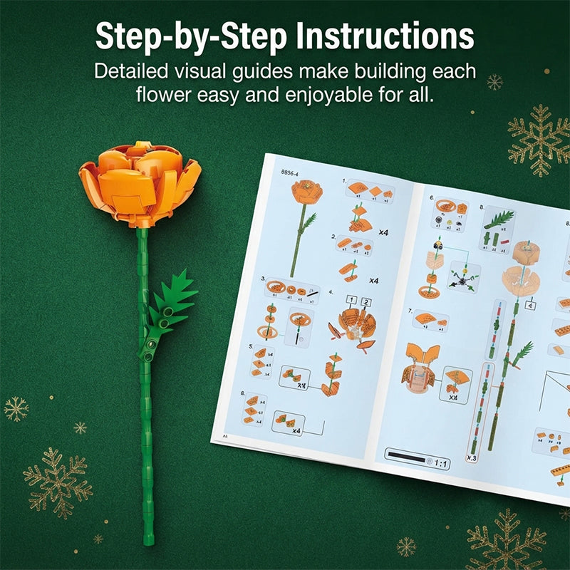Christmas Countdown Blind Box: Flower Bouquet Building Blocks