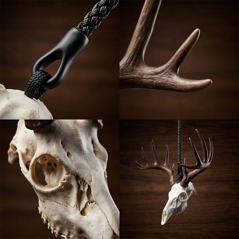 Whitetail Deer Skull Rearview Mirror Hanger