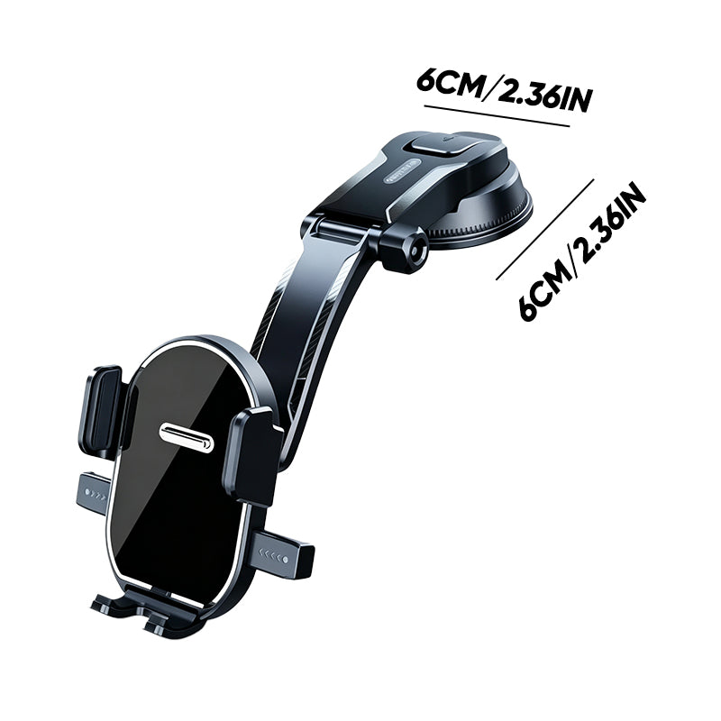 Gravity-linkage suction cup phone holder