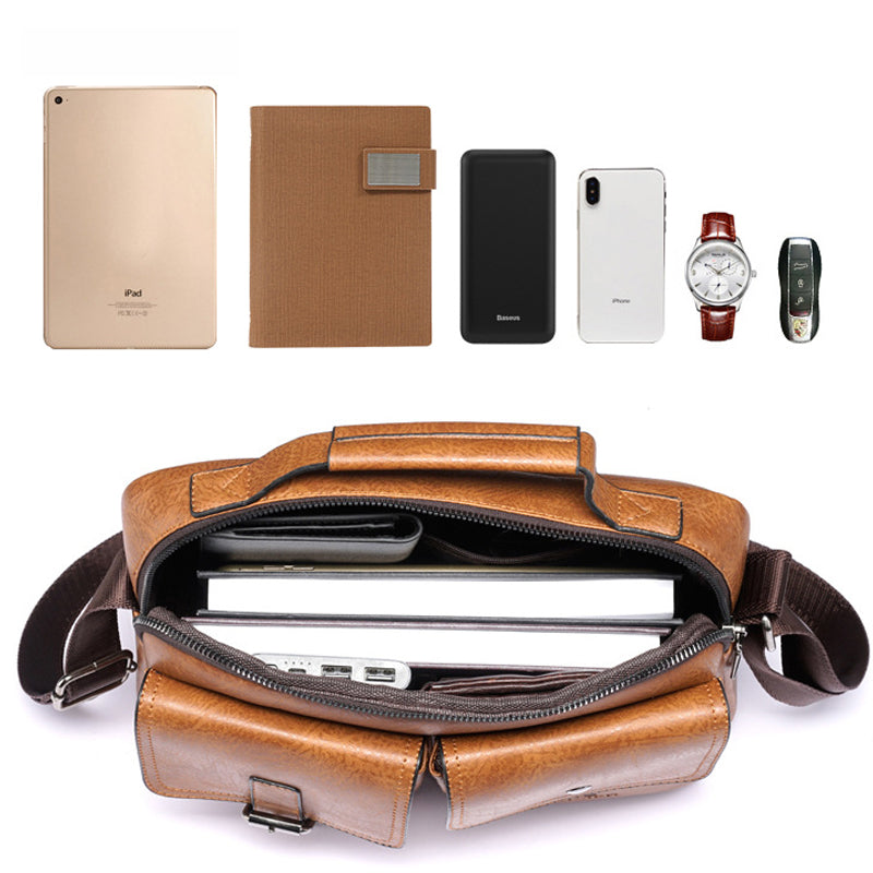 Waterproof Vintage Leather Briefcase Shoulder Bag