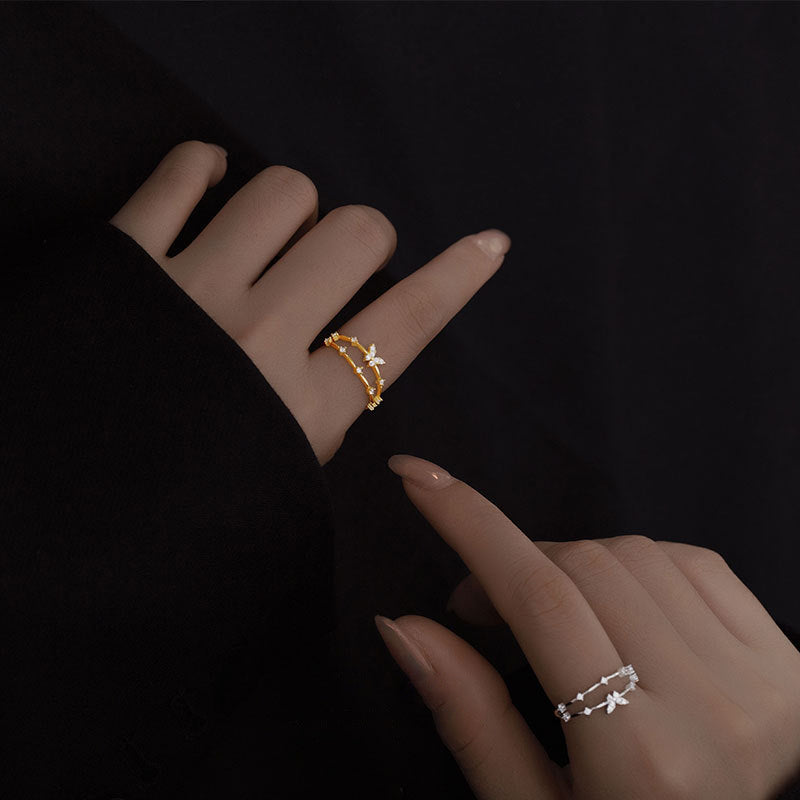 Double Butterfly Zircon Ring