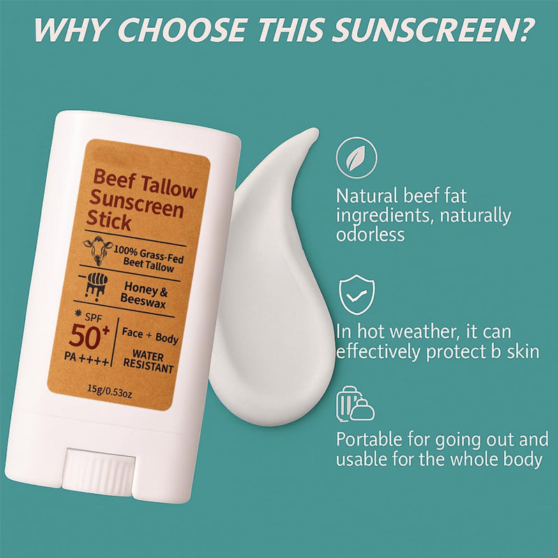 Beef Tallow Sunscreen Organic Stick