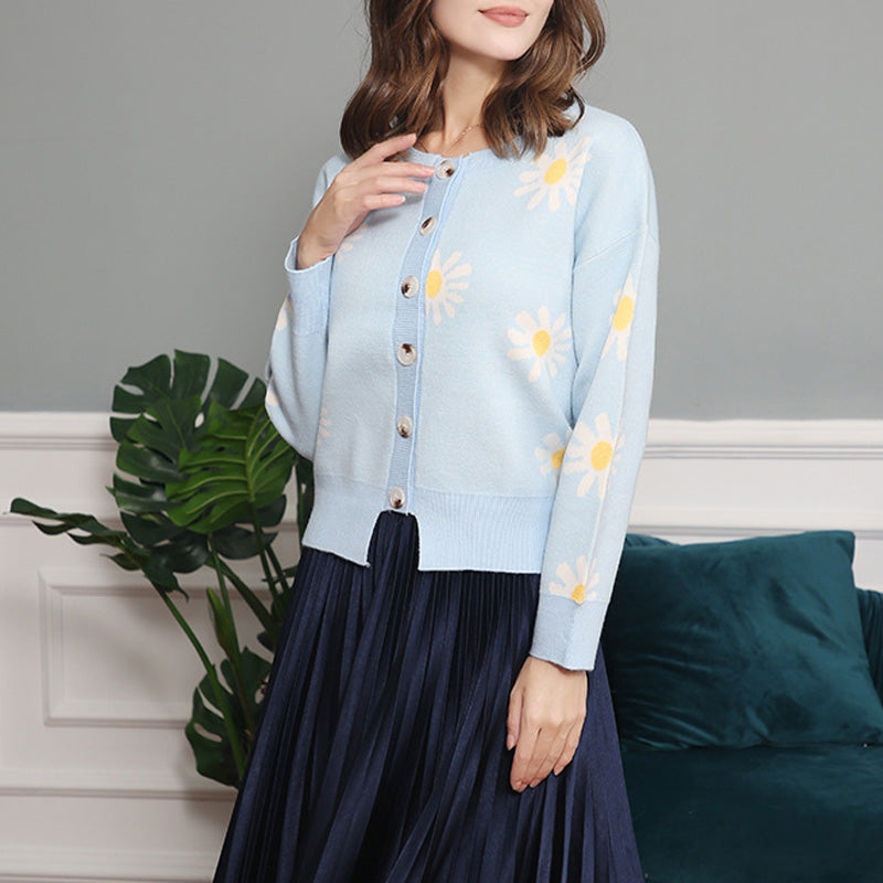 Autumn Chrysanthemum Embroidered Sweater