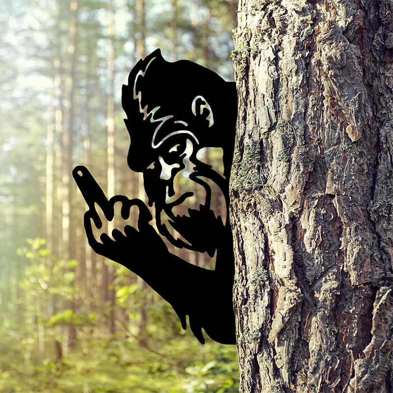 Peek a Boo Flipping Off Metal Sign – Peeping Animal Wall Art