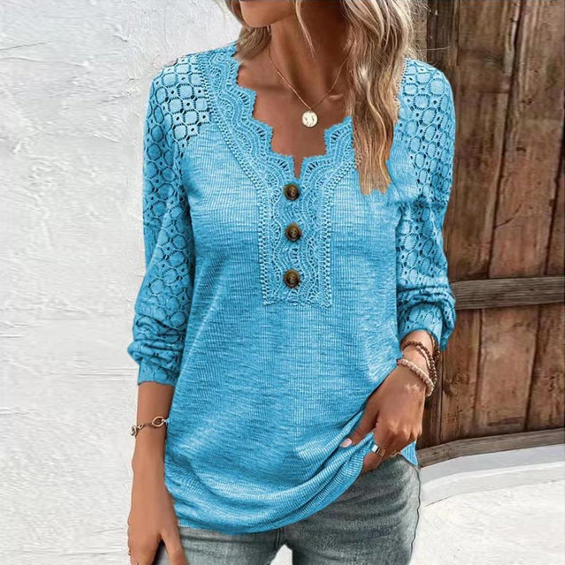 Lace Long Sleeve Panel T-Shirt