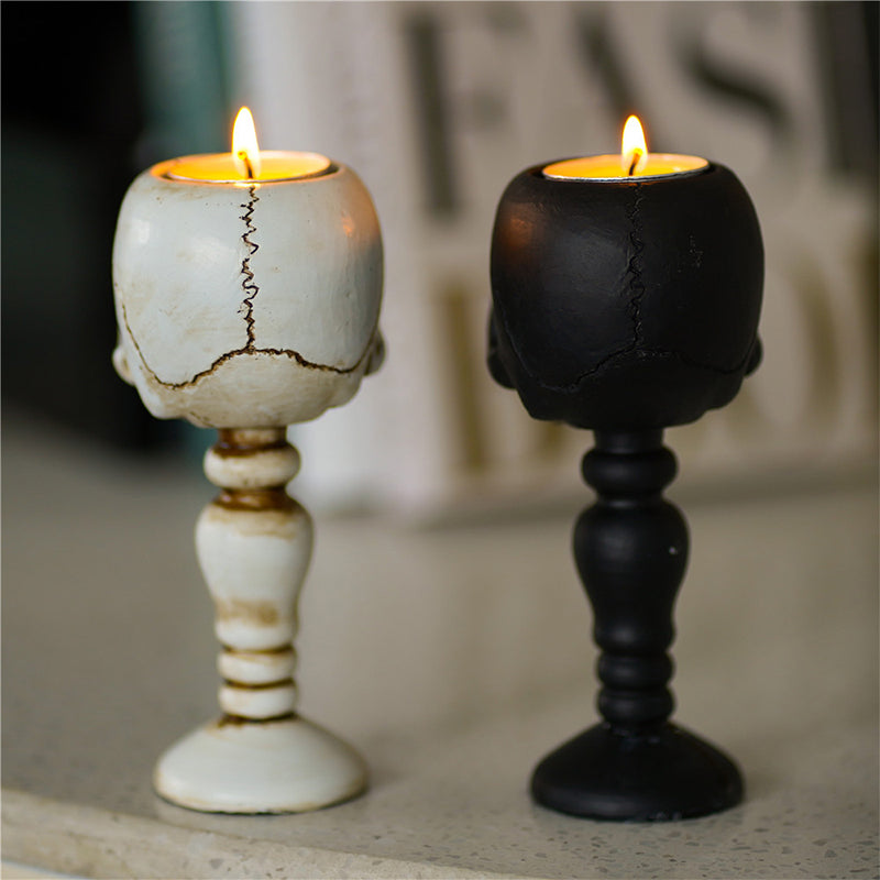 Cubic Skull Pillar Candle Holder