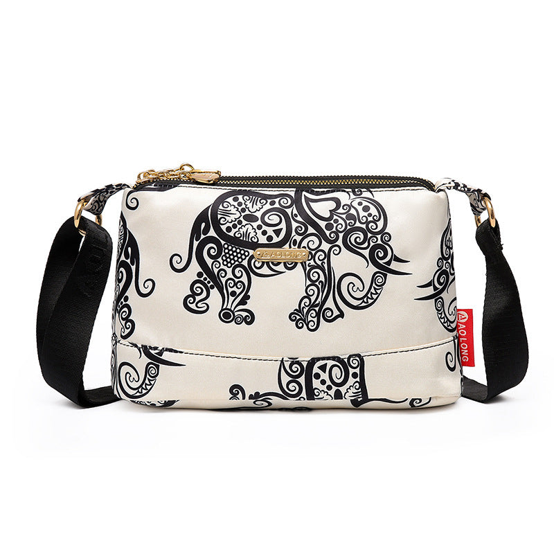 Women's Multi-Pocket Printed Crossbody Bag