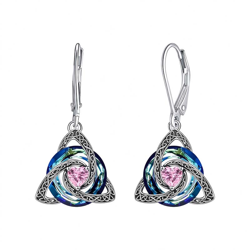Elegant Celtic Knot Birthstone Drop Earrings