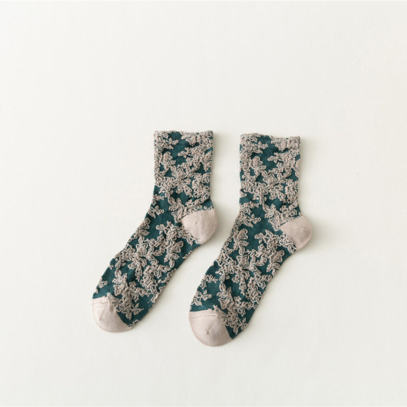 Retro Floral Cotton Socks