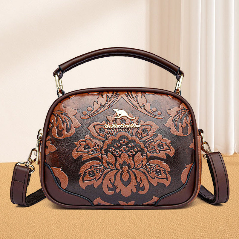 Floral Embossing Handbag For Women