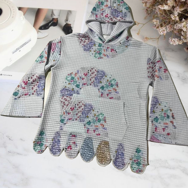 Women's Fashion Waffle print hoodie