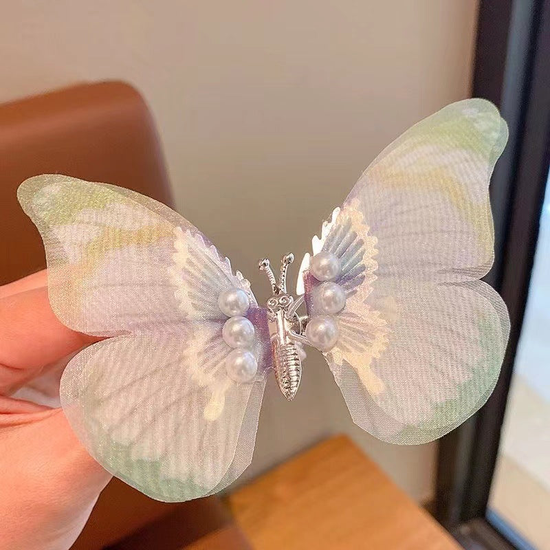 Handmade Elegant Realistic Gradient Color Butterfly Hair Clip