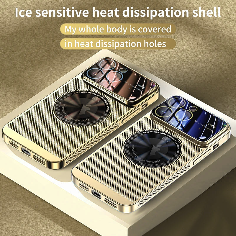 Electroplating Heat Dissipation Magnetic Large Window Phone Case