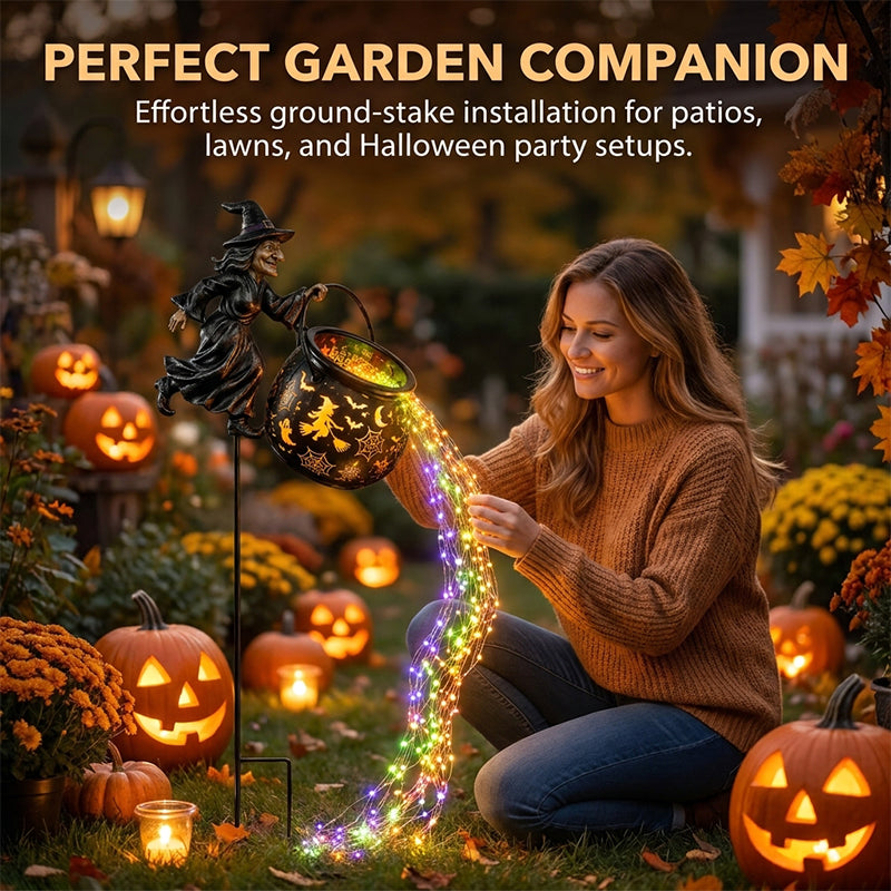 Halloween Witch Cauldron Garden Light