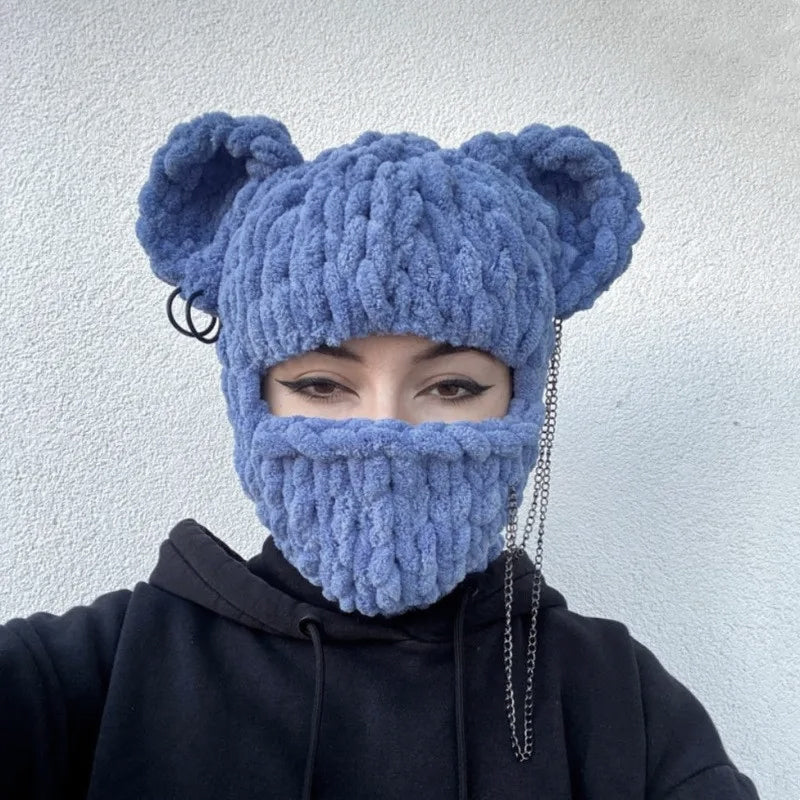 Handmade Knitted Hat with Large Bunny Ears