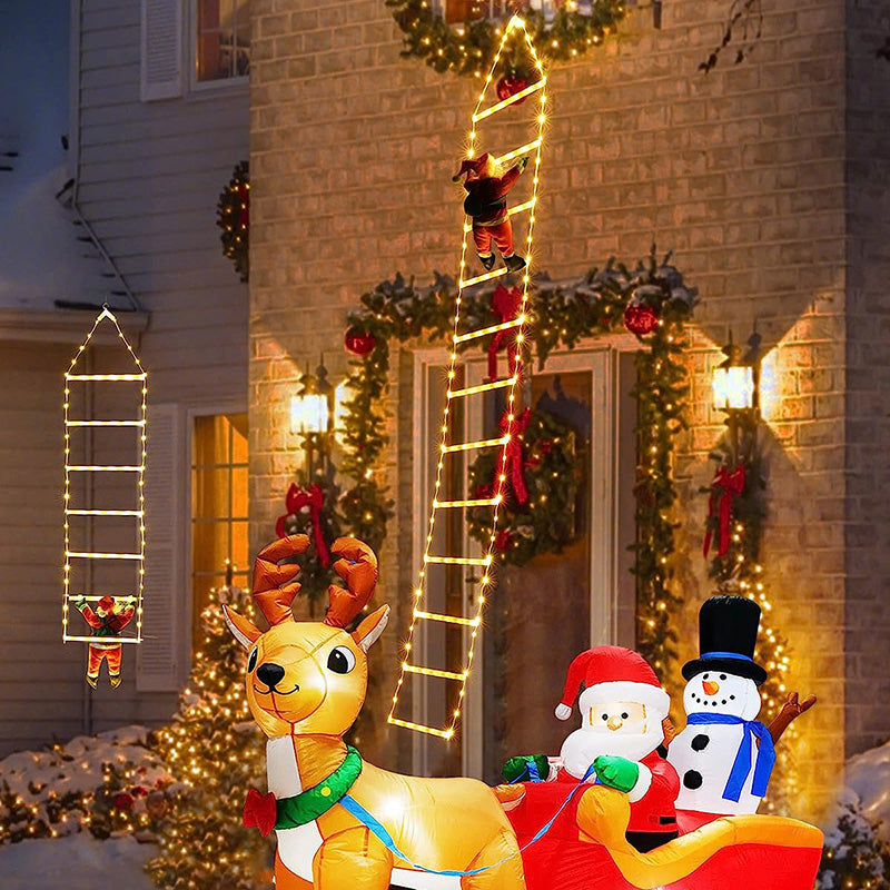 Christmas Ladder Decoration Lights With Santa Claus